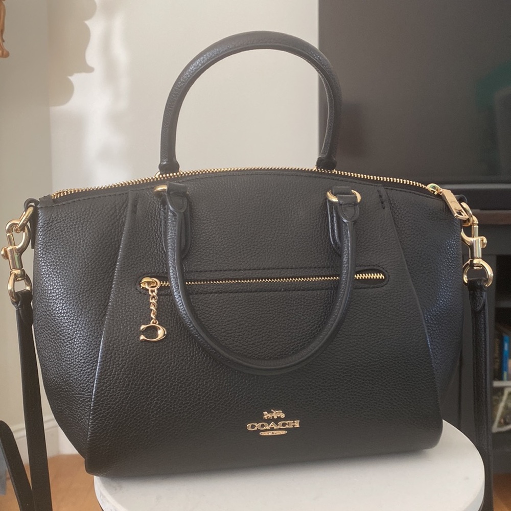 Coach black Saffiano Leather back with cold details